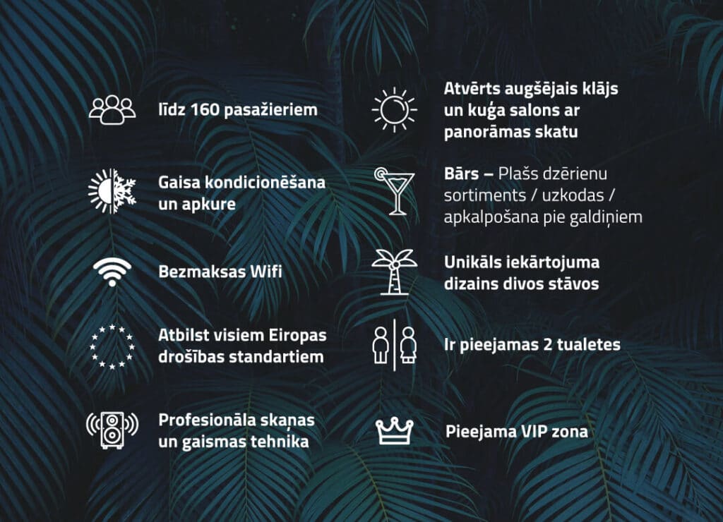Atpūtas kuģītis "Vecrīga" pieejamās ekstras uz mūsu kuģīša.